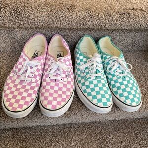 Vans Men’s Checkered Canvas Sneakers - Purple and Teal Lot